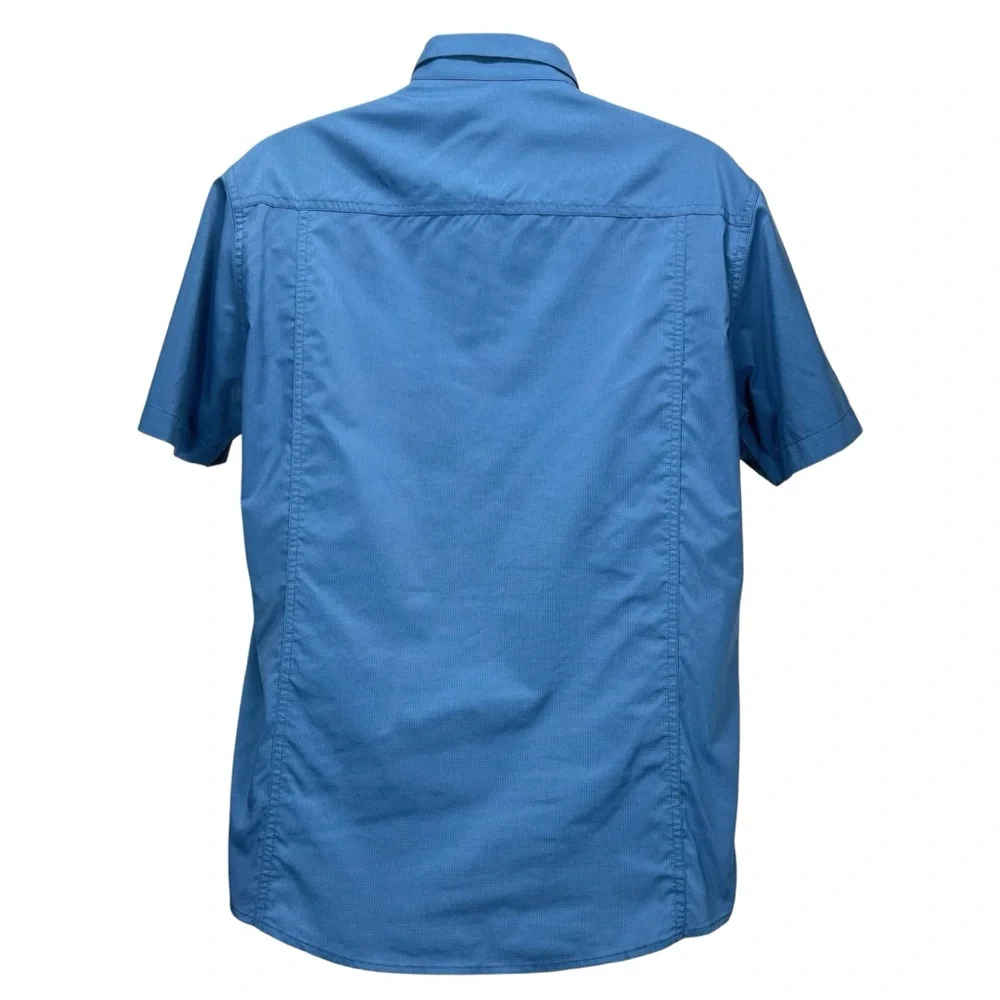 Kuhl Men’s Medium Blue Stealth Woven‎ Short Sleeve Button Up Shirt UPF 30+